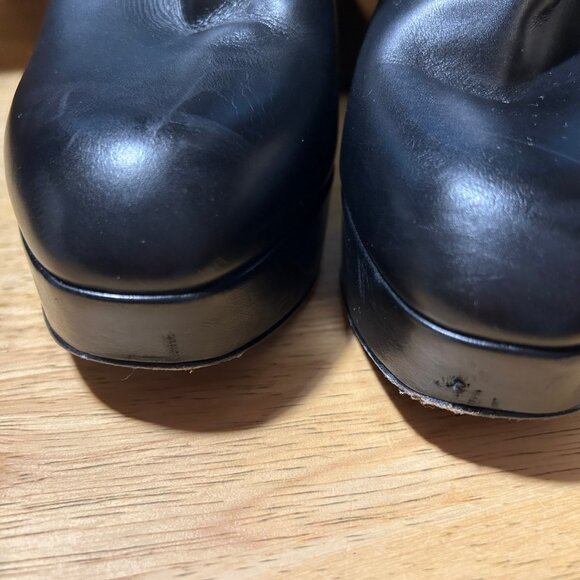 Authentic Louis Vuitton Blk Leather LV Logo Suede Art Deco Heel Boot 37.5 US/7.5 - Picture 14 of 16